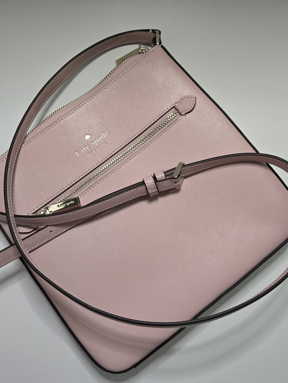 Blush Pink Sadie Saffiano Leather Crossbody Bag Gold Hardware Kate Spade